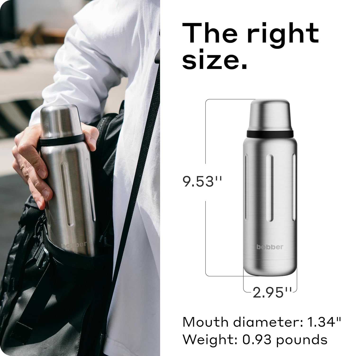 BOBBER 16 oz Vacuum Insulated Stainless Steel Water Bottle with Cup Lid – Dishwasher Safe – Keeps Drinks Hot for 24 Hours and Cold for 36 Hours – Triple Walled Coffee Thermos for Hot Drinks (Matte)
