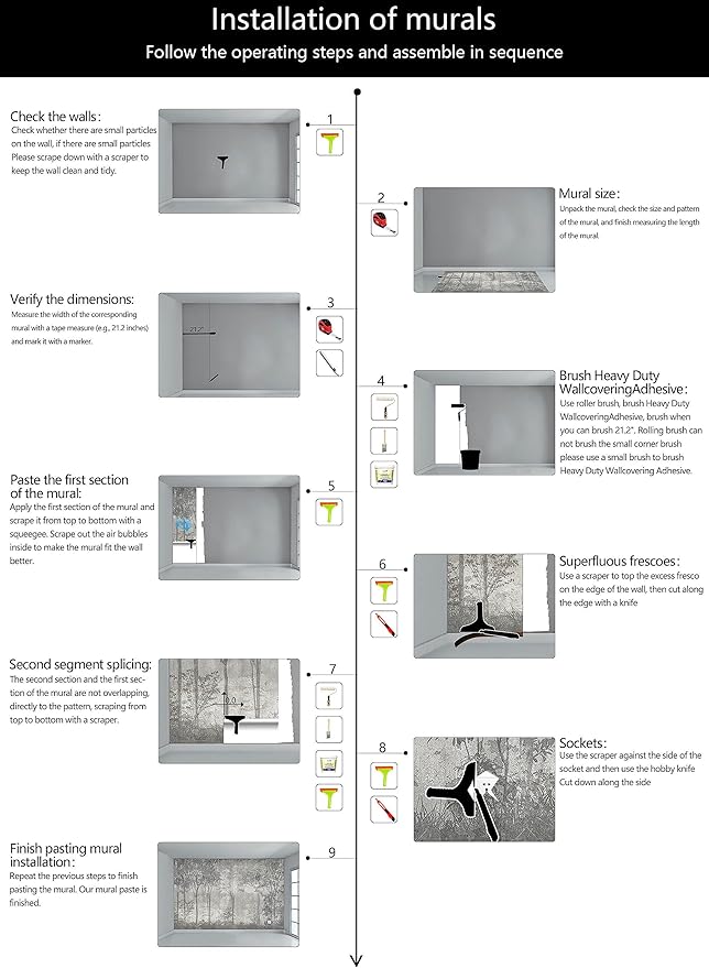WFBHUA-Vintage Forest Woodland Mural Wallpaper Gray Old Wall Tree Wallpaper for Bedroom Living Room(Not Peel and Stick)
