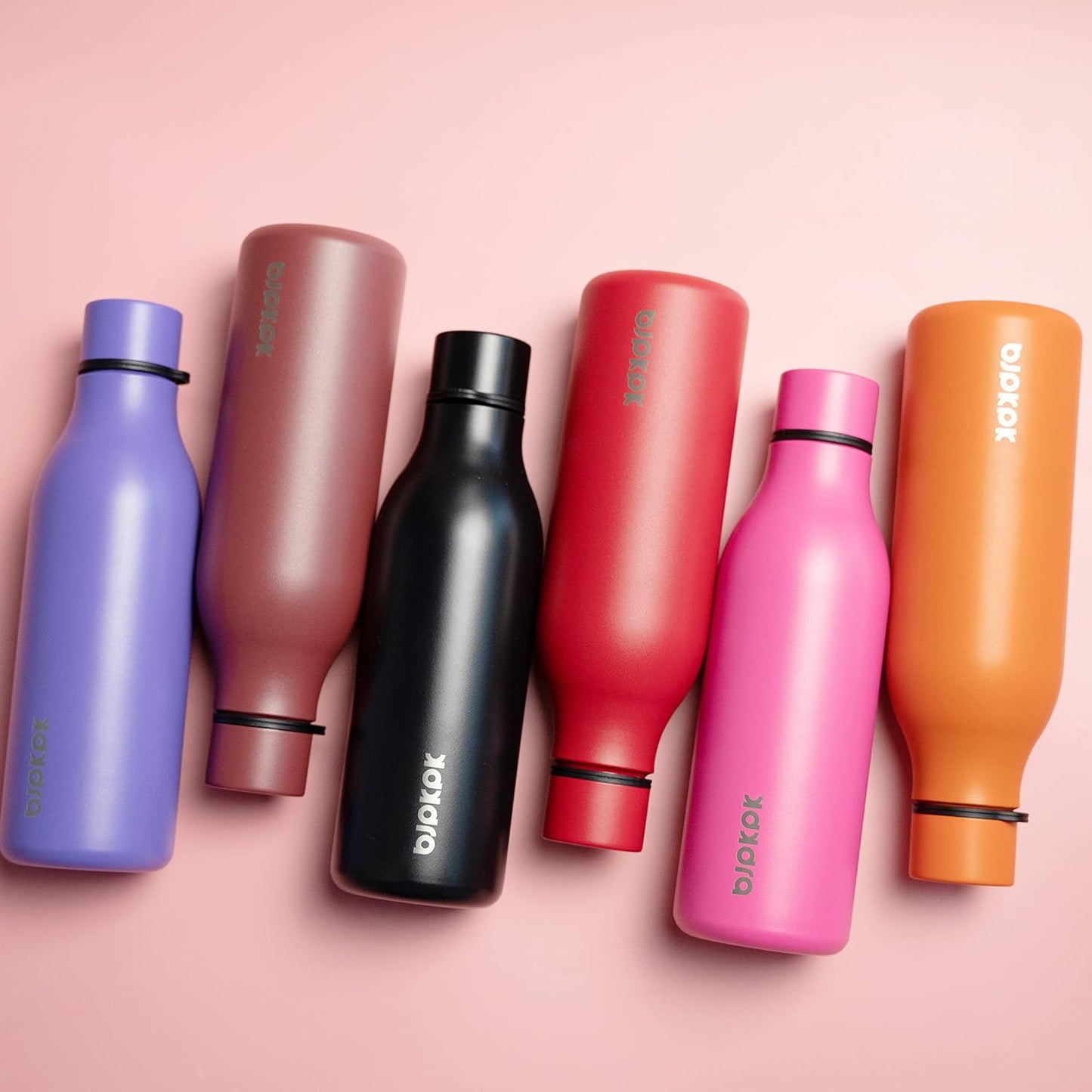 BJPKPK Insulated Water Bottles, 18 oz Stainless Steel Metal Water Bottle with Strap, BPA Free Leak Proof Thermos, Mugs, Flasks, Reusable Water Bottle for Sports & Travel, Pink