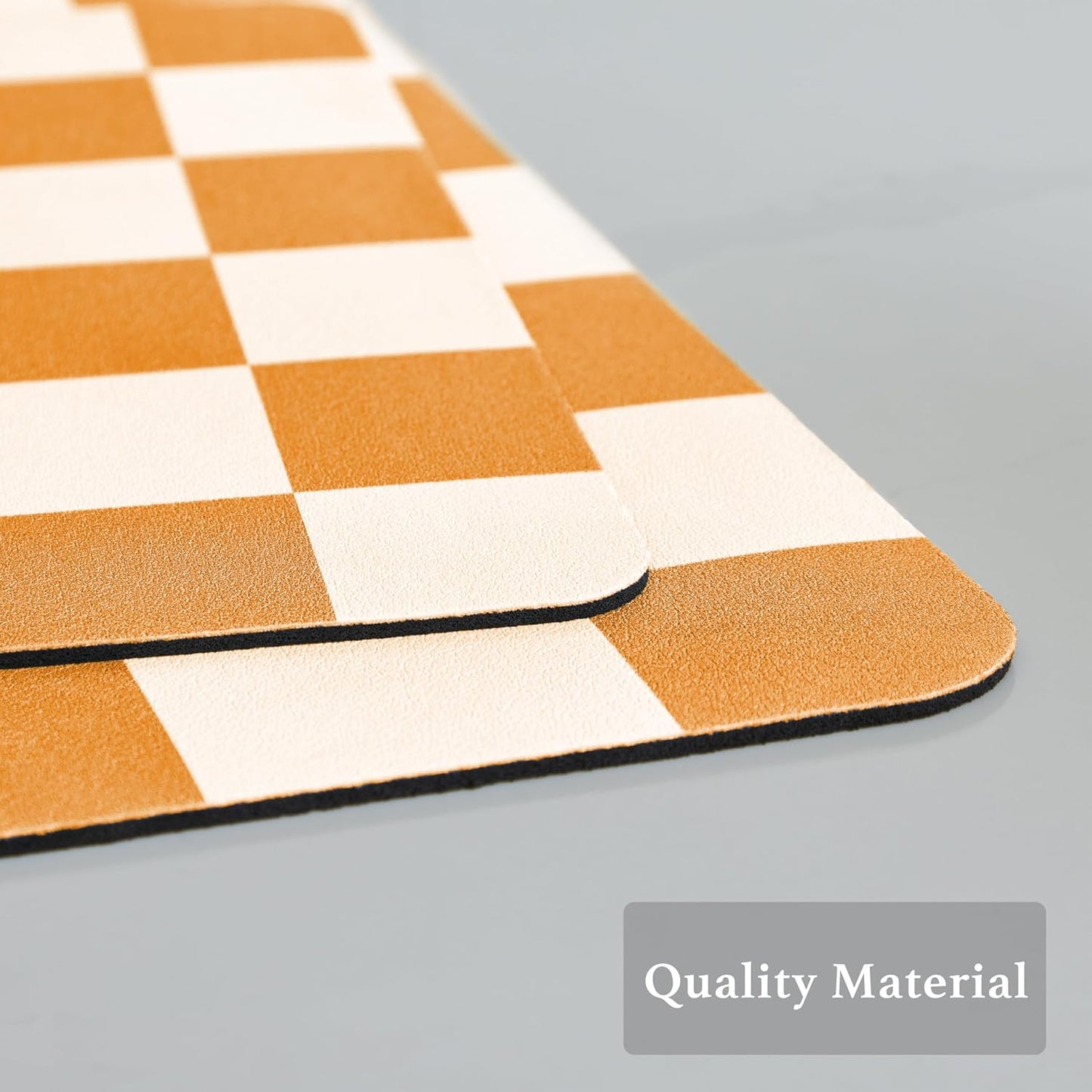 Checkered Dish Drying Mat for Kitchen Counter, Coffee Bar Station Accessories, Retro Cute Aesthetic Modern Absorbent Drainer Mat Kitchen Drying Mat Easy Clean, Orange 16" x 24"