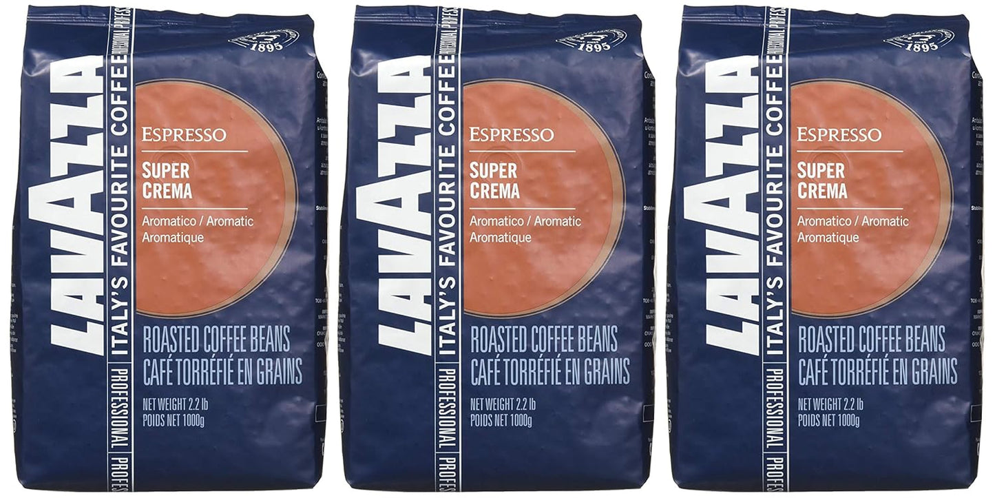 Lavazza Italian "Super Crema" Espresso Whole Bean Value Pack (3 x 2.2 lb bags)