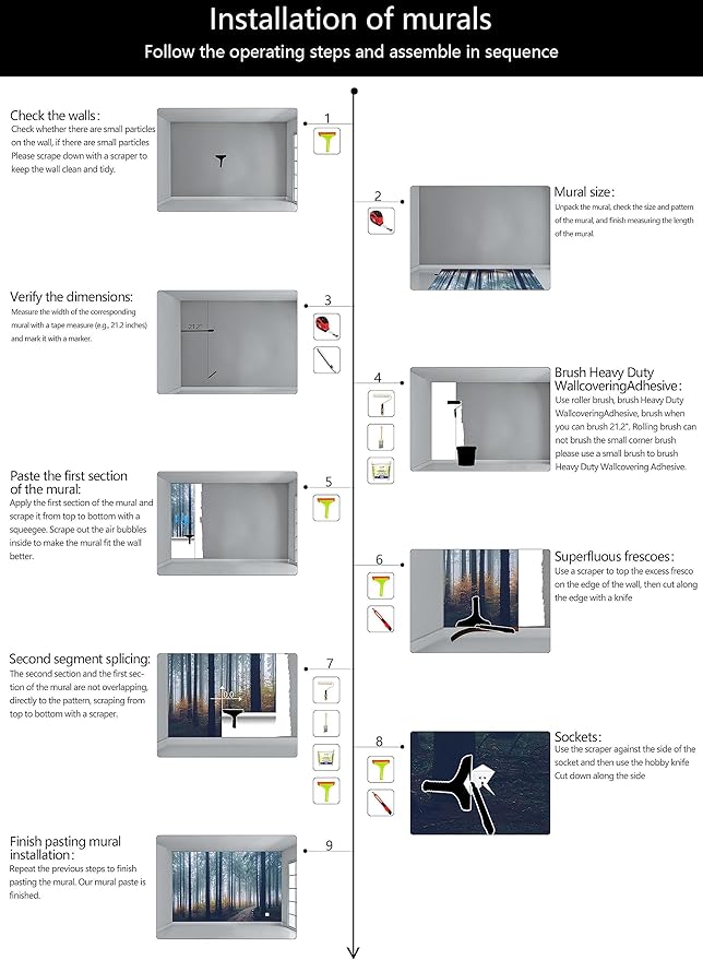 WFBHUA-Dark Forest Tree Wallpaper Mural Nursery Woodland Natural Landscapes Wall Murals for Bedroom Living Room(Not Peel and Stick)