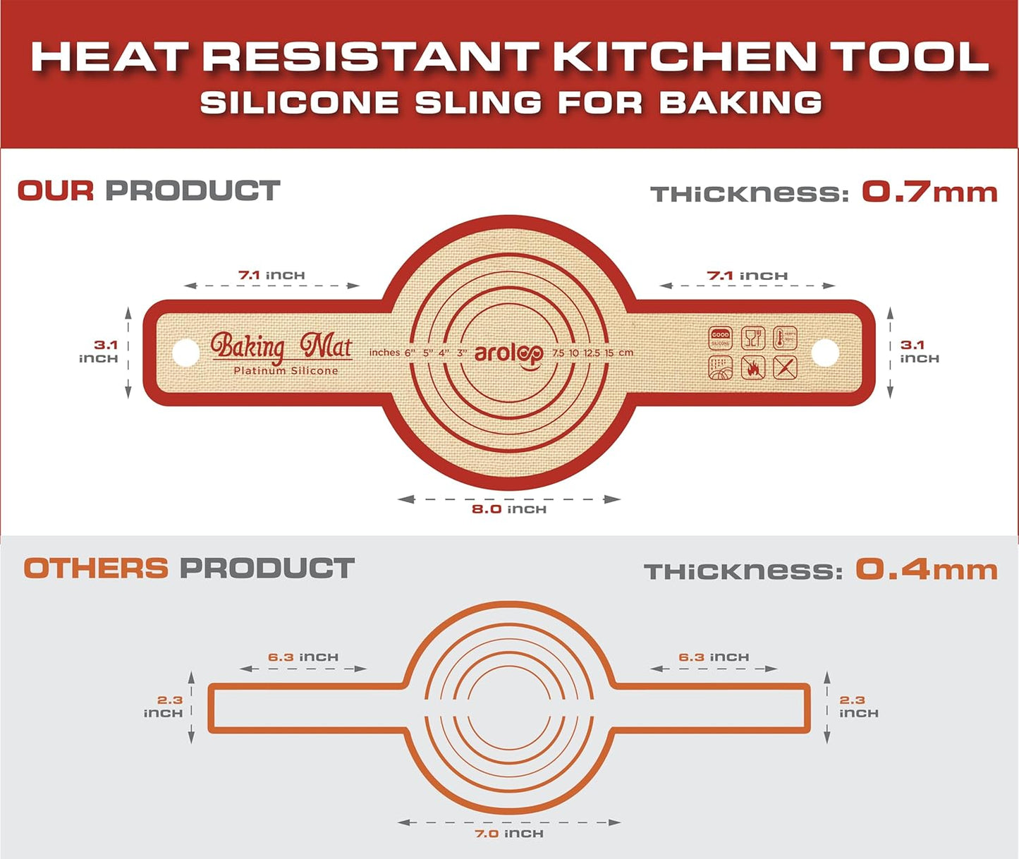 Silicone Sourdough Bread Sling – 2PCS NonStick Baking Mat for Dutch Oven, High Degree Reusable Dough Lifter Liner for Bread Proofing and Baking, Heat Resistant and Easy to Clean with Long Handle