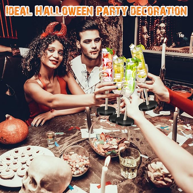 Yinkin 6 Pcs Halloween Skeleton Hand Wine Glass 2.7 oz Halloween Goblets with Skeleton Hand Plastic Champagne Flutes Spooky Creepy Cups for Haunted House Party Decorations