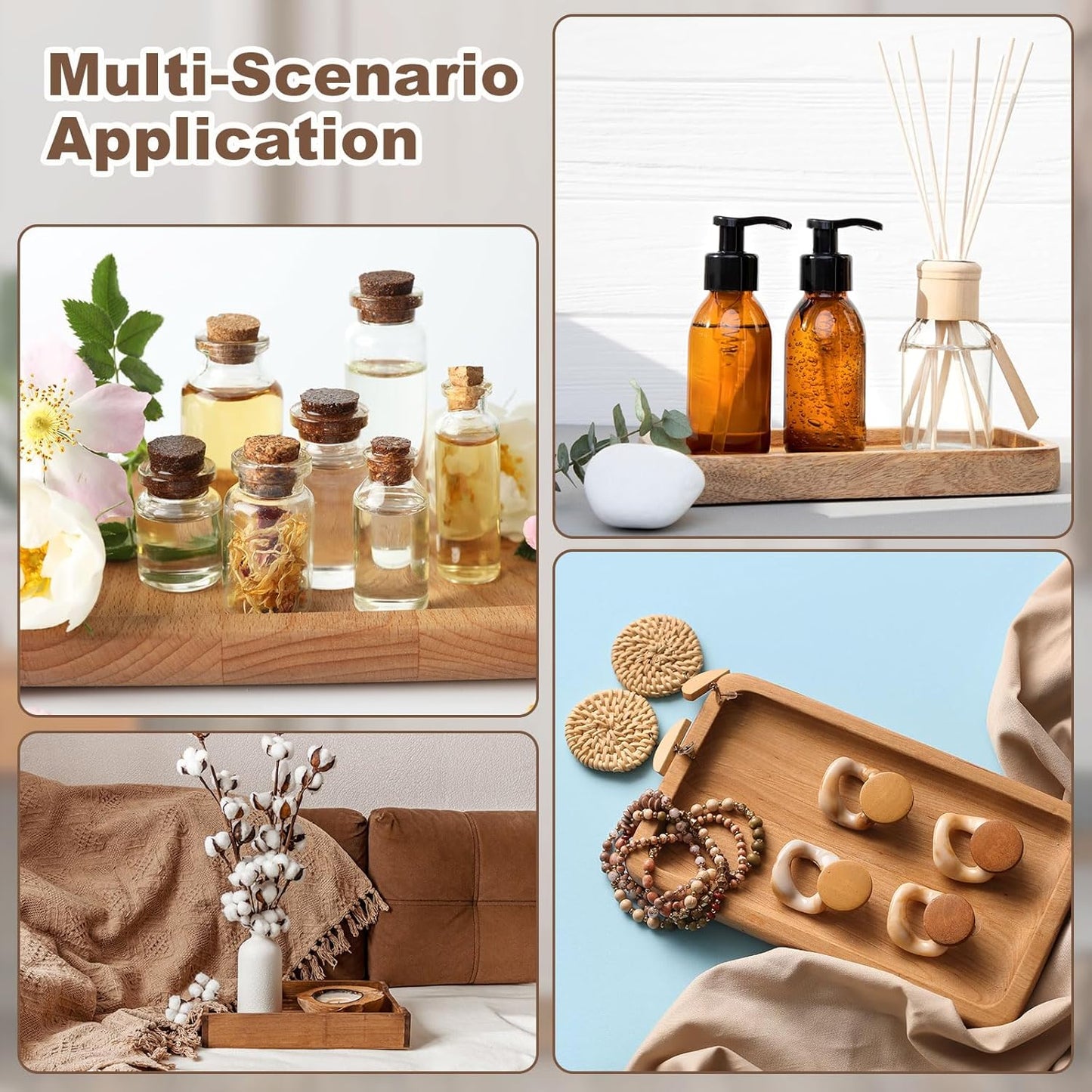 uxcell Bamboo Serving Tray, 10 x 10 Inch Square Wooden Trays Portable Serving Platters for Food Fruit, Snacks, Bread, Vanity, Weddings, Picnics, Brown (Inner Slant)