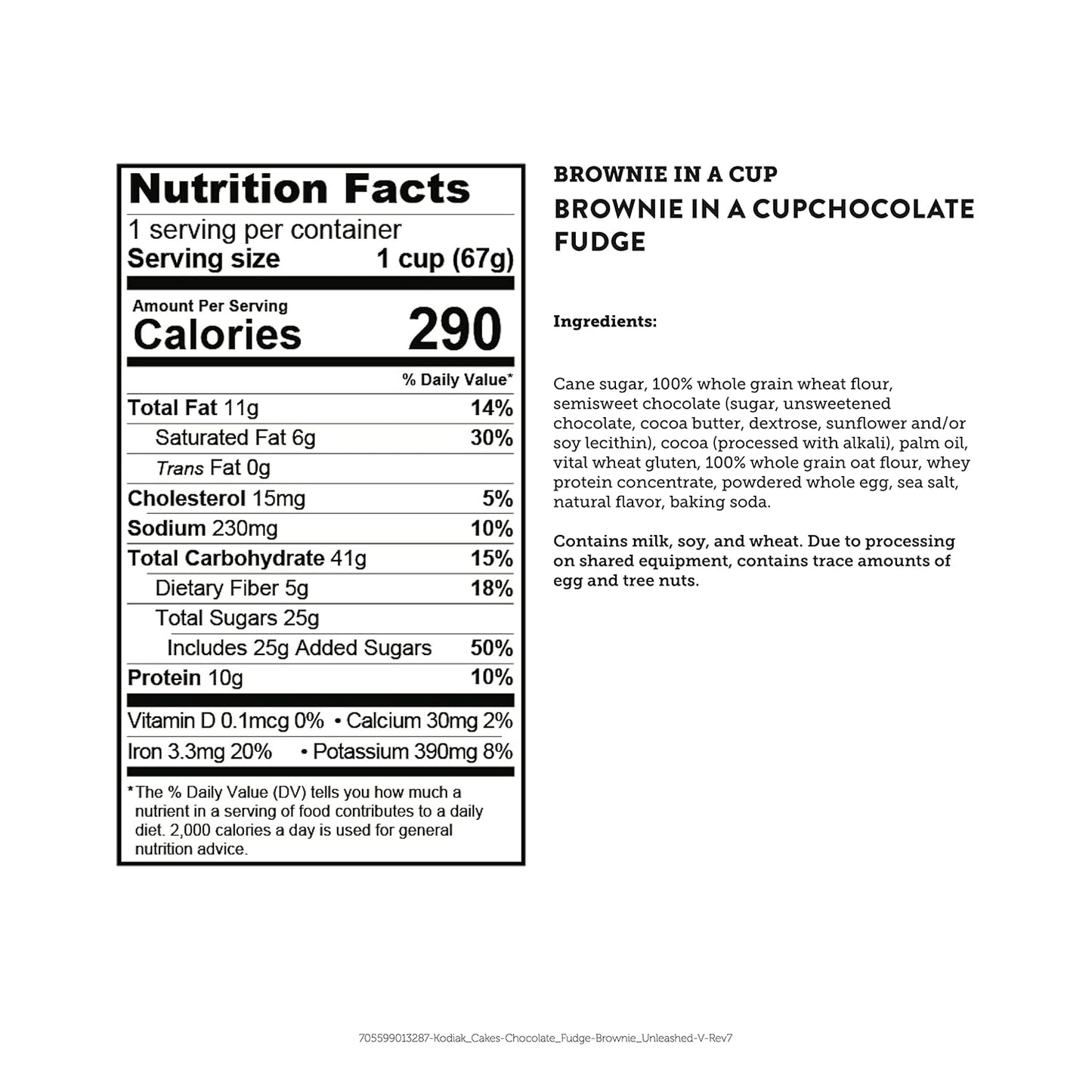 Kodiak Cakes Chocolate Fudge Brownie in a Cup, 2.36 Ounce (Pack of 12) (Packaging May Vary)