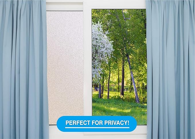 Privacy Window Film: Translucent Static Cling Treatment for Home Security and Decorative Frosted Glass Effect - No Residue, Heat Control, UV Prevention, Easy Removal (Winter Frost, 36 x 144 inches)