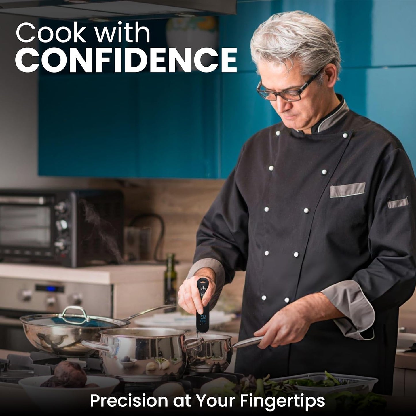 Thermocouple Food Thermometer, <1 Second Response time, ±0.5°F Accuracy, IP67 Waterproof, Magnetic, Auto-Rotate Digital Thermometer for Cooking, Oven, Grill, BBQ, Liquid, Brewing, Tea, Candy