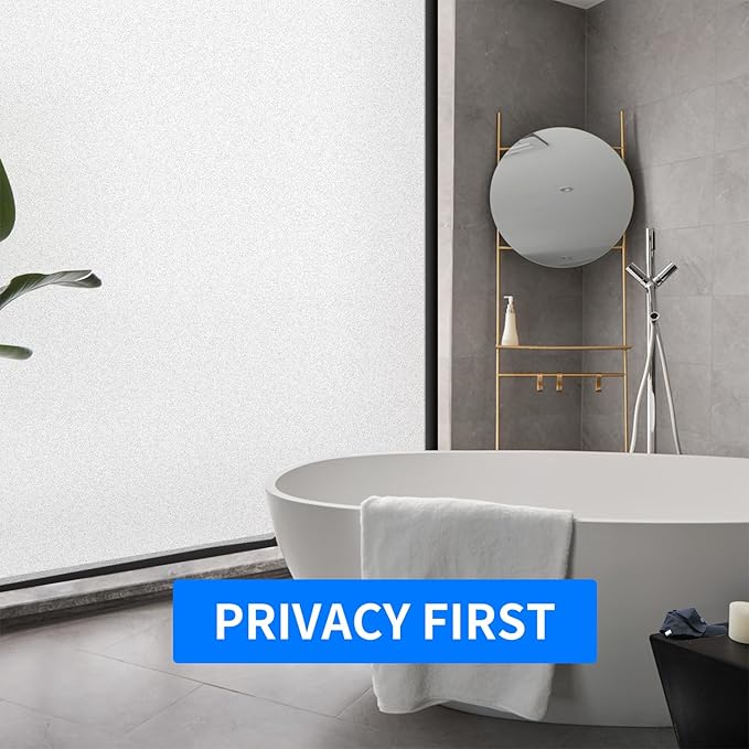 Window Privacy Film with Installation Tools, White Frosted, Static Cling, Anti UV, Heat Control, Ideal for Home Shower Office Glass Door (White Frosted, 45.2×314.9Inch)