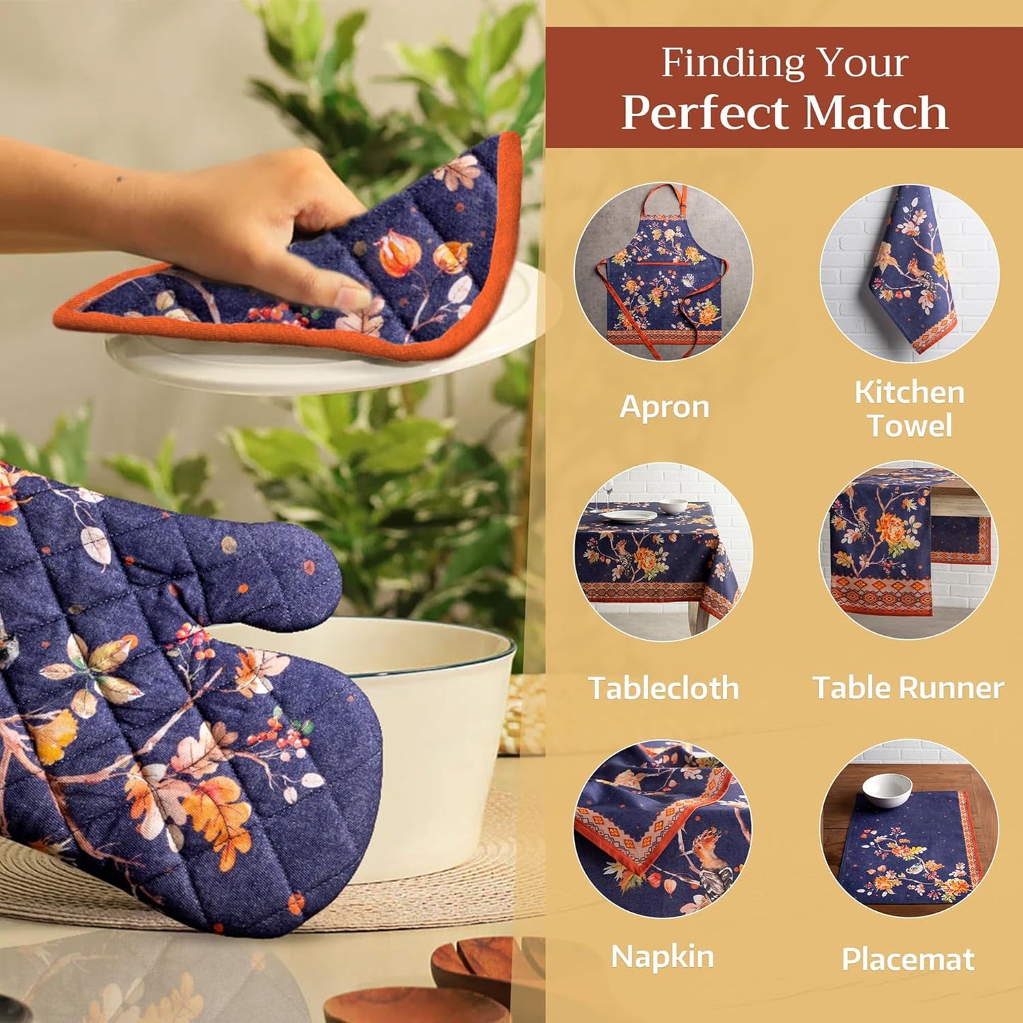 Maison d' Hermine Pot Holders 100% Cotton Heat Resistant Potholders 8" x 8" Hot Pads with Loop BBQ, Cooking, Baking, Grilling, Kitchen, Handling Hot Pans (Pack of 1, Kelim - Infinity)