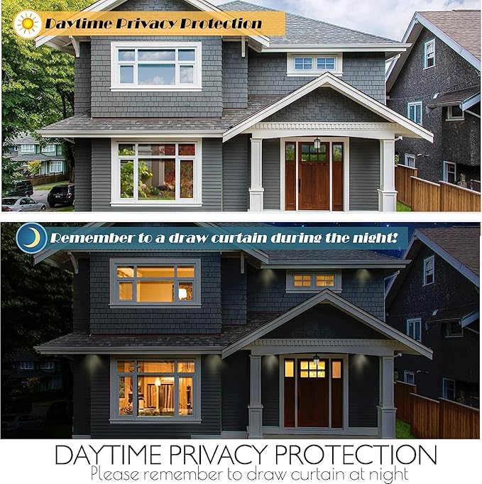 HIDBEA One Way Privacy Window Film, Daytime Mirror Reflective Heat Control UV Sun Blocking Non-Adhesive Static Cling Window Tint for Home and Office(Black-Silver, 41.3 Inch x 6.5 Feet)