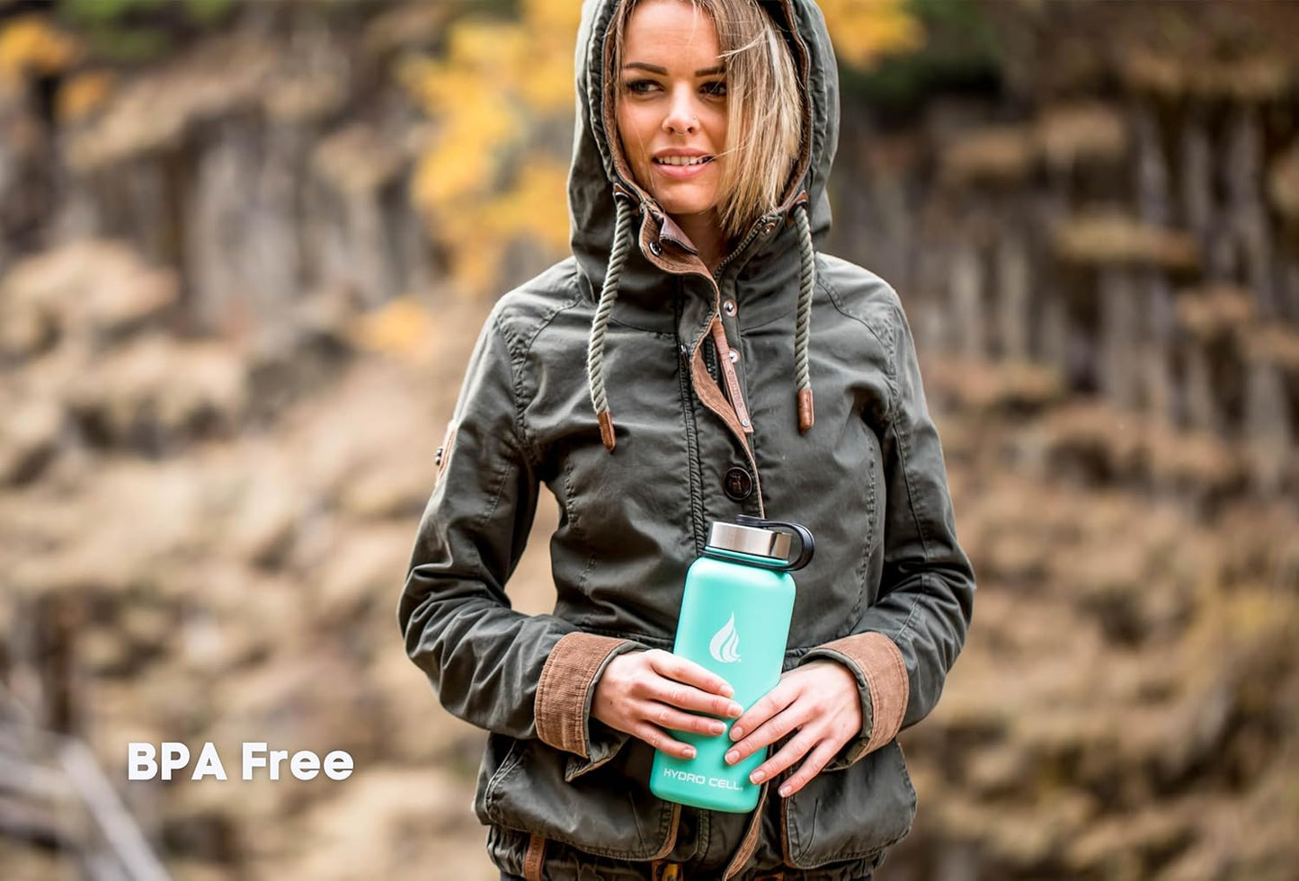 HYDRO CELL Stainless Steel Insulated Water Bottle with Straw - For Cold & Hot Drinks - Metal Vacuum Flask with Screw Cap and Modern Leakproof Sport Thermos for Adults (Teal 32oz)