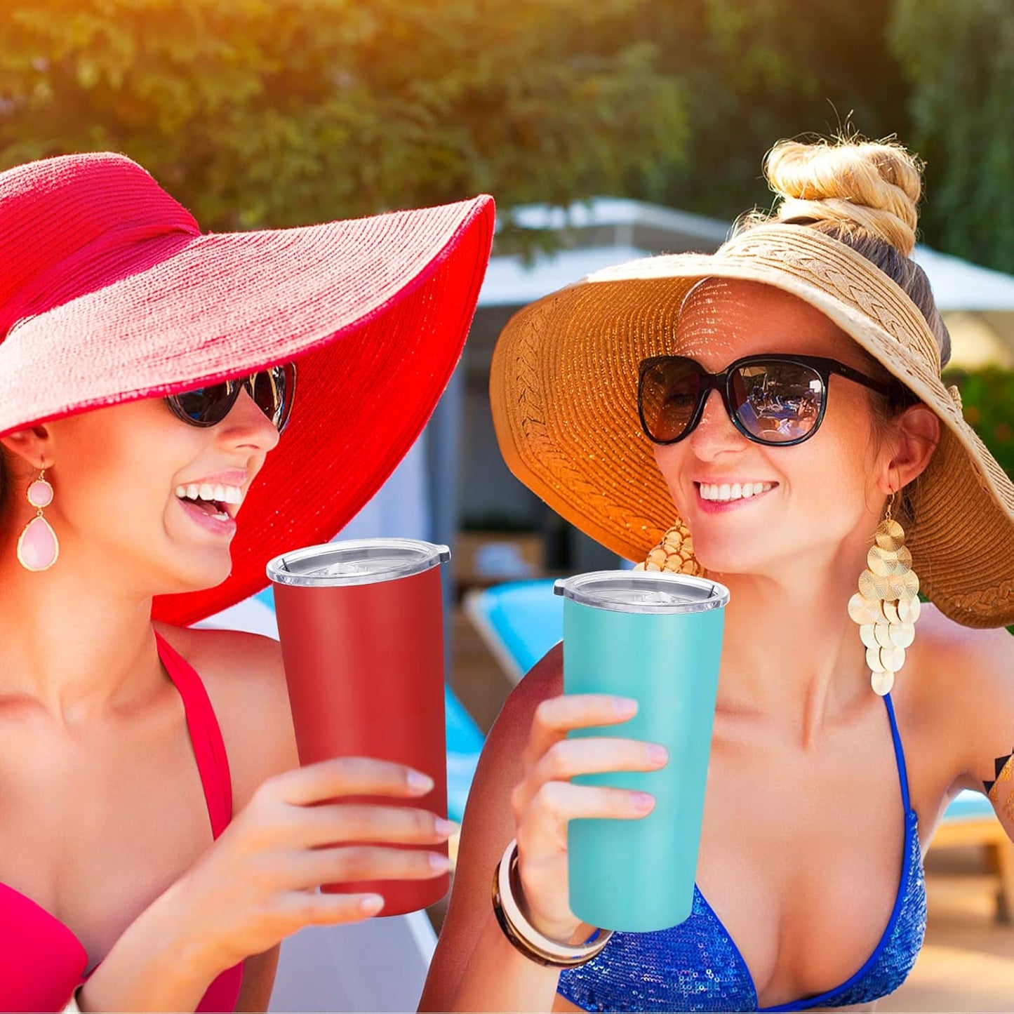 VEGOND 20oz Tumbler Bulk with Lid and Straw 6 Pack, Stainless Steel Vacuum Insulated Tumbler, Double Wall Coffee Cup Travel Mug, River Green