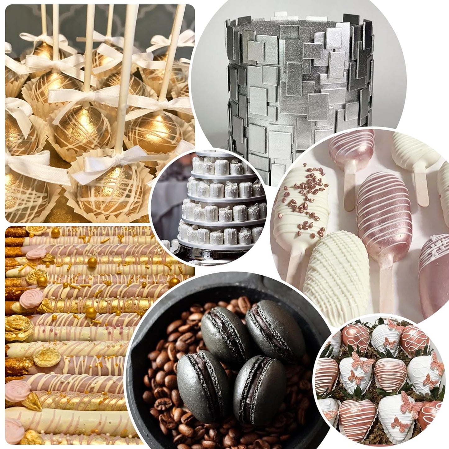 Edible Glitter Paint - 2 fl.oz Food Grade Metallic Glitter Cake Paint for Cake Decorating, Baking, Cupcakes - Shimmer Art Decorative Liquid Edible Paint Food Coloring for Fondant, Donuts (Silver)