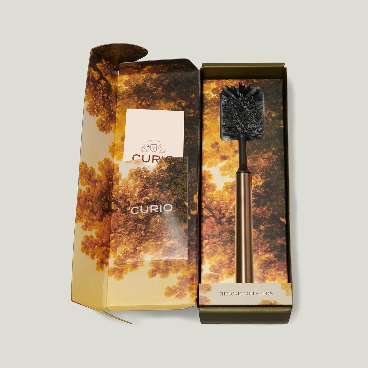 Ionic Bottle Brush, Magnetized to Stand Upright, Stainless Steel with Replaceable Head, Bronze