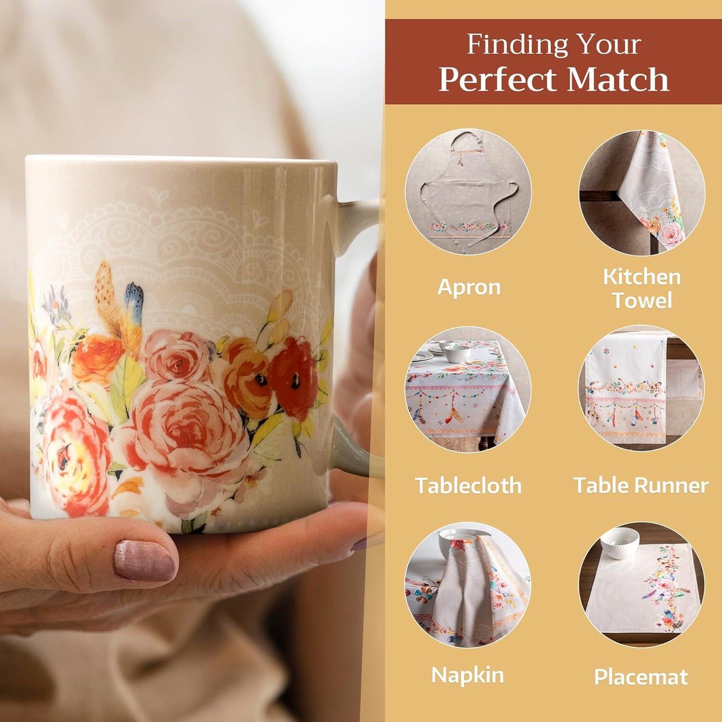 Maison d' Hermine Coffee Mug with Handles Fine Bone China Mugs Pack of Two Tea Cups for Hot Beverages Cappuccino Latte Home Restaurant Office Perfect for Gift (Ibiza - Beige, 15 Ounce)