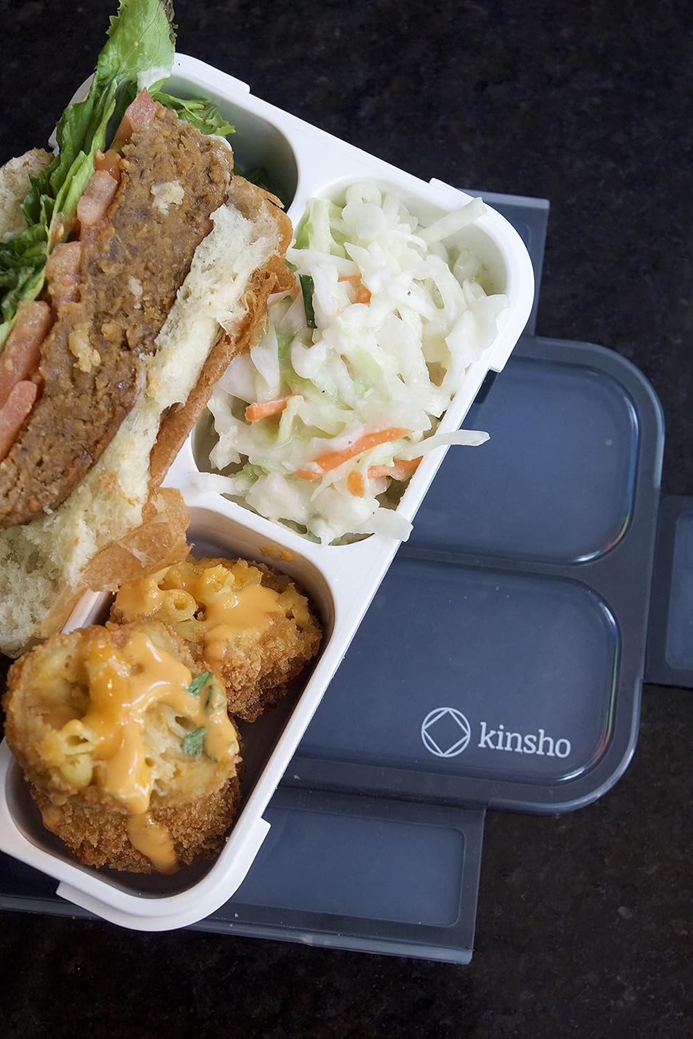 Snack Containers for Adults or Kids - MINI Bento Lunch Box | Small Leakproof Container Set for Toddlers Boys Girls, Bento-Boxes for School Daycare Travel Lunches Snacks | BPA Free | Grey Black 2 pack