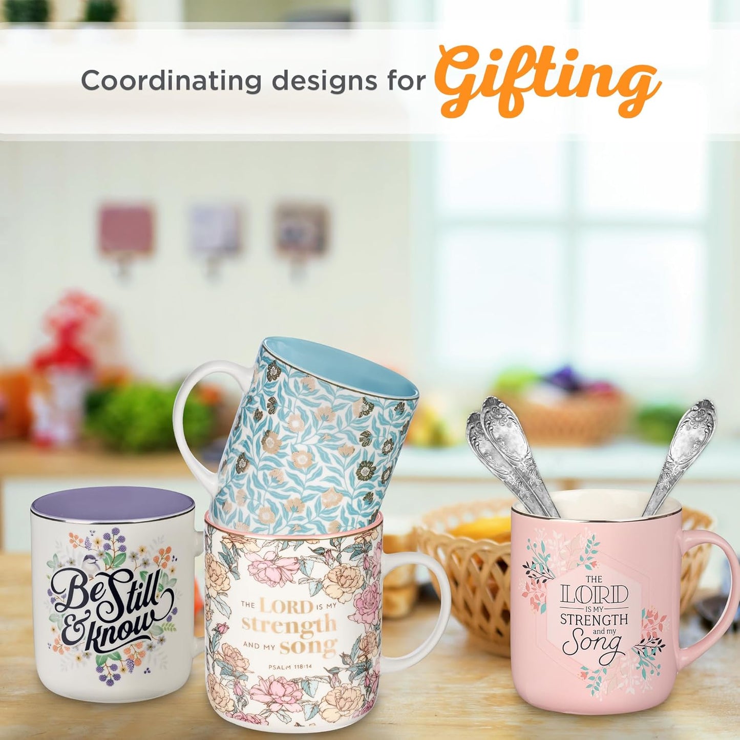 Christian Art Gifts Purple Ceramic Coffee Mug with Silver Rim – 14 oz. Lead & Cadmium-free Non-toxic Inspirational Scripture Coffee and Tea Mug for Women with Bible Verse: Be Still & Know –Psalm 46:10