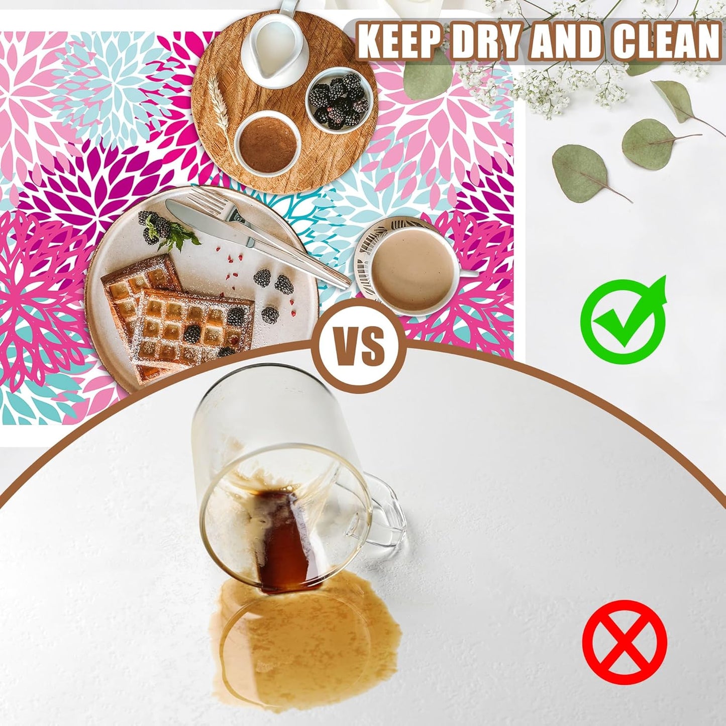 Pink Blue Chrysanthemum Flowers Dish Drying Mat for Kitchen Counter Coffee Bar Mat Hide Stain Absorbent Rubber Backed Drying Rack Pad Espresso Machine Coffee Bar Accessories 15.7 x 23.6 Inch