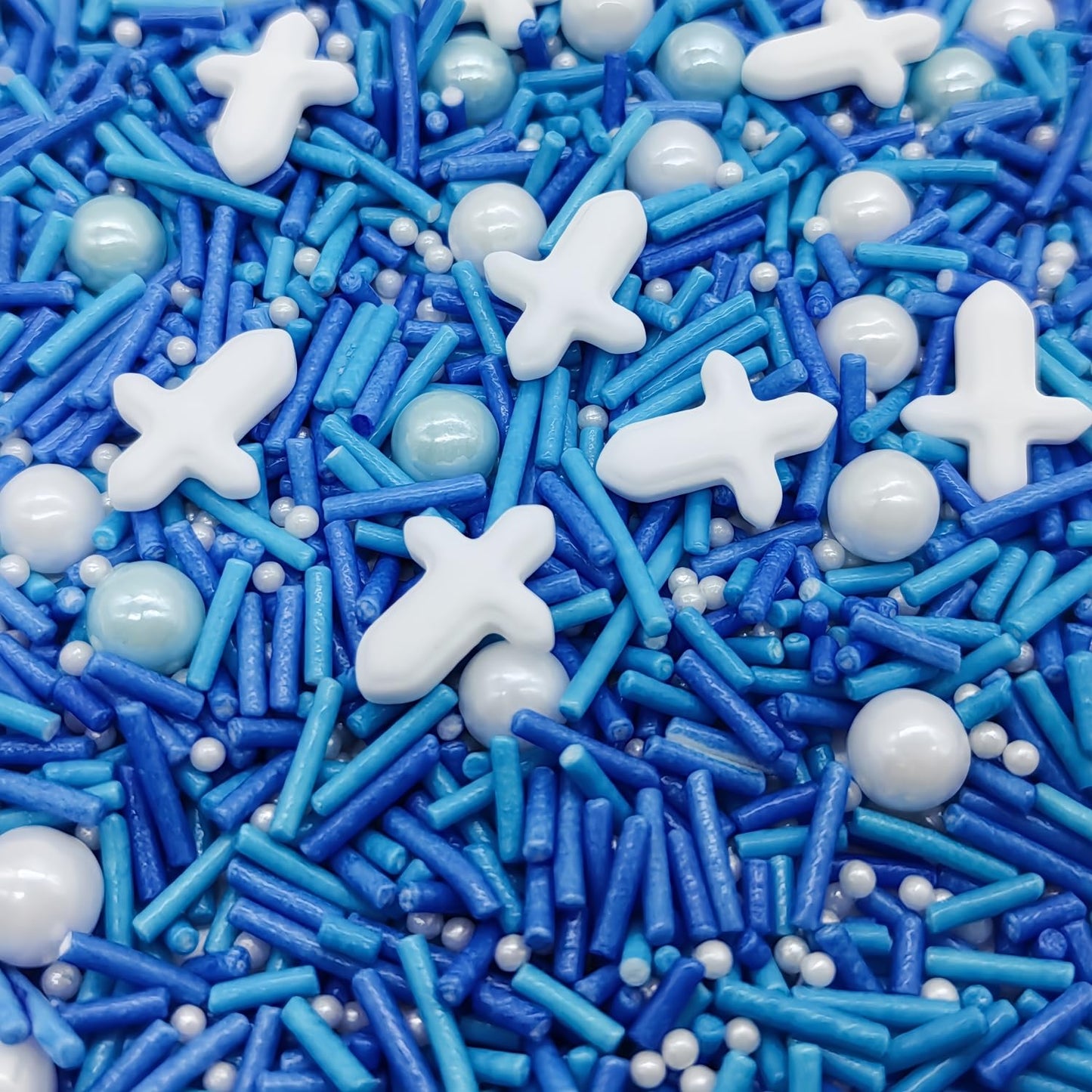 White Cross & Blue Series Sprinkles Edible Toppers Cake Decorating Mixed Size Cake Decorations Cupcake Toppers Cookie Decorating Perfect for Cakes,Cupcakes,Desserts Toppings 3OZ