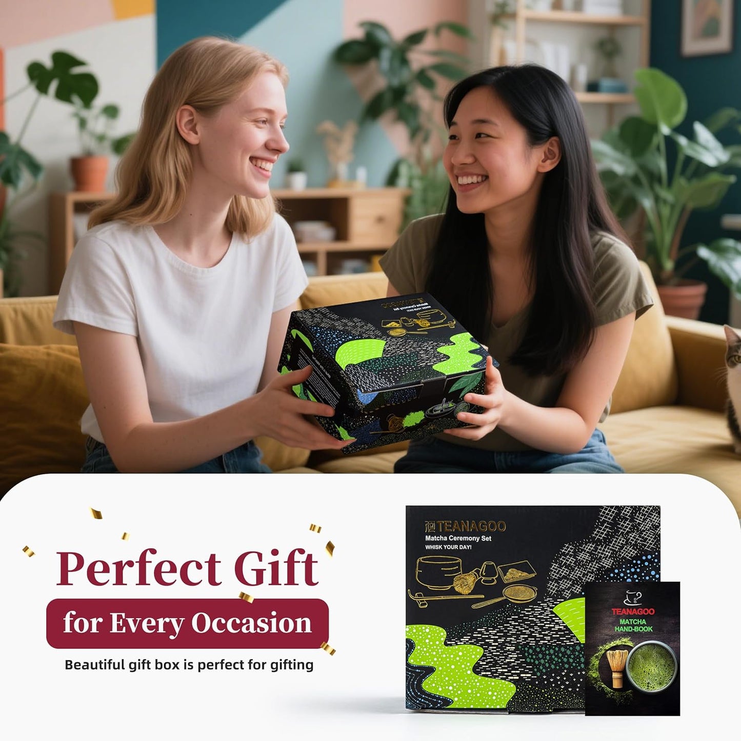 TEANAGOO Matcha Whisk Set,10 Pcs Matcha Set,Matcha Kit for Ceremony,Matcha Tea Set for Making Breakfast/Latte,Matcha Whisk Set and Bowl with All Accessories,Gift for Matcha Lover/Friend/Family