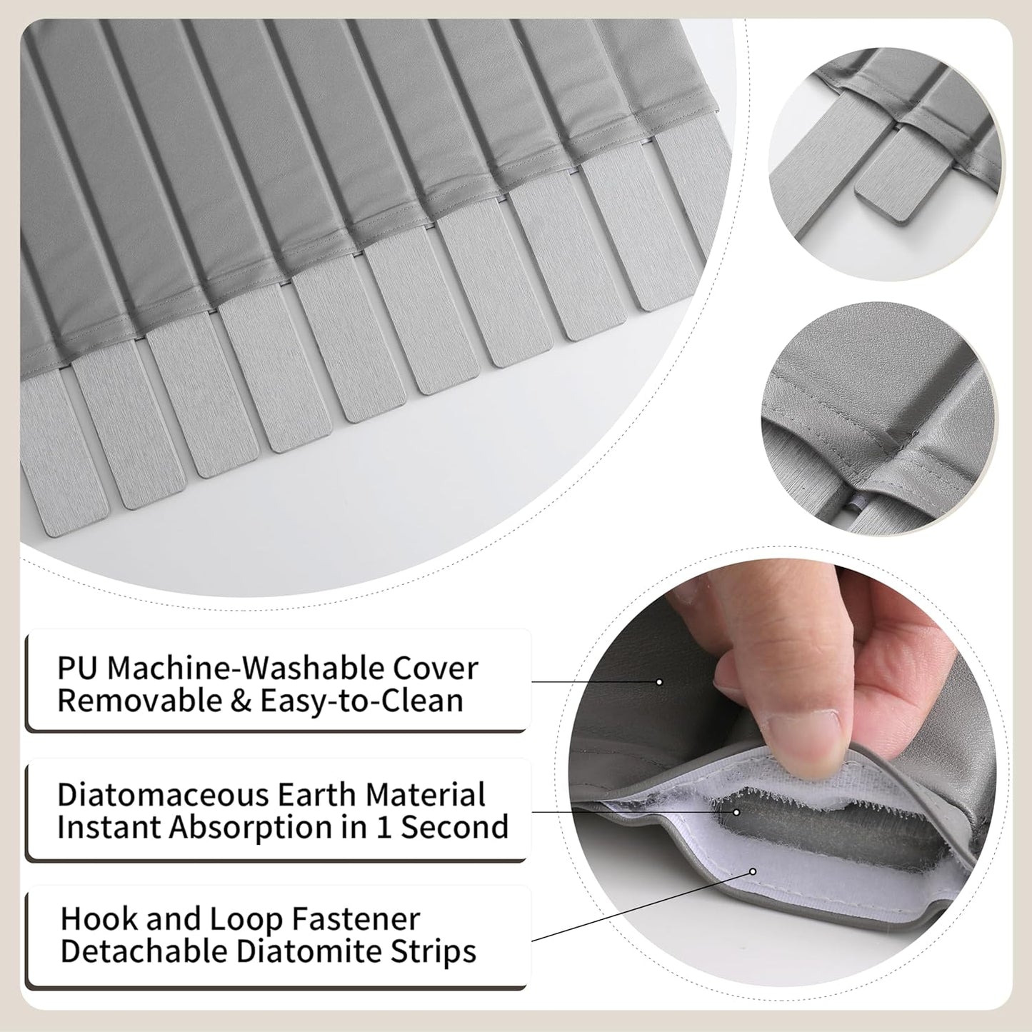 Stone Drying Mat for Kitchen Counter-Super Absorbent PU Dish Drying Mat, Quick Dry Stone Mat Kitchen for Dishes, Bottles & Cups, Large Foldable Stone Dish Drying Mat, Non-Slip Kitchen Mat