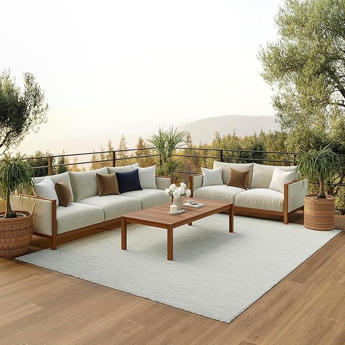 Nourison Home Positano 6' x 9' Light Gray Fabric Modern Indoor/Outdoor Area Rug
