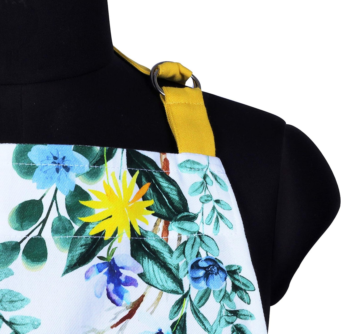 AMOUR INFINI Aprons for Women Adjustable Strap with Waist Ties Apron for Baking, Cooking, Gardening Aprons with Pocket Spring Apron (Wild Meadows- 27.5 x 33 Inches)