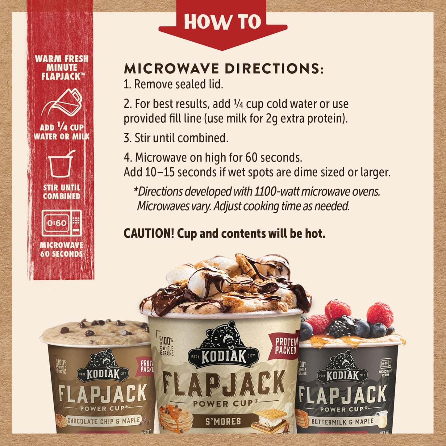 Kodiak Cakes Protein Pancake On The Go Flapjack Cups Mix; Buttermilk, Chocolate Chip, & S’mores Variety Pack