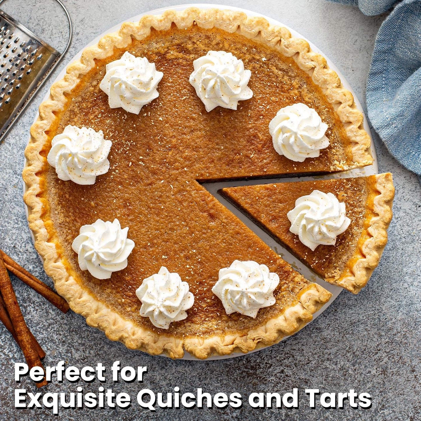 Tart Pan with Removable Bottom,10 Inch Tart and Quiche Pan,Non-stick Round Carbon Steel Deep Fluted Pie Pan with Crust Shaper Ring - Quiche Baking Dish Tart Pans For Baking Party Festival