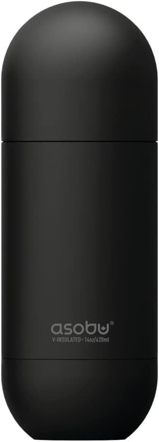 Asobu Orb Stainless Steel Double Wall Insulated Travel Water Bottle 14 Ounce (Black)