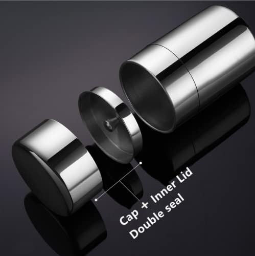 AUNMAS Tea Tin Canister, Stainless Steel Tea Coffee Sugar Storage Container with Airtight Double Lids for Loose Tea and Tea Bags, Kitchen Cup for Coffee Sugar Seasoning Storage (450ml)