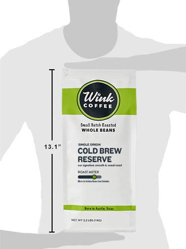 Wink Coffee Cold Brew Reserve, Dark Roast Whole Bean Coffee, Single Origin Colombian Arabica Beans, 2.2 lb, Small-Batch, Smooth, Sustainably Sourced