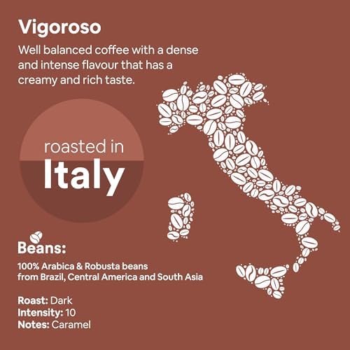 WOKEN COFFEE Compostable Nespresso Pods - Vigoroso Dark Roast Italian Espresso Coffee Capsules Compatible With Nespresso Coffee Machine (100 Pod Count, 10 Boxes)