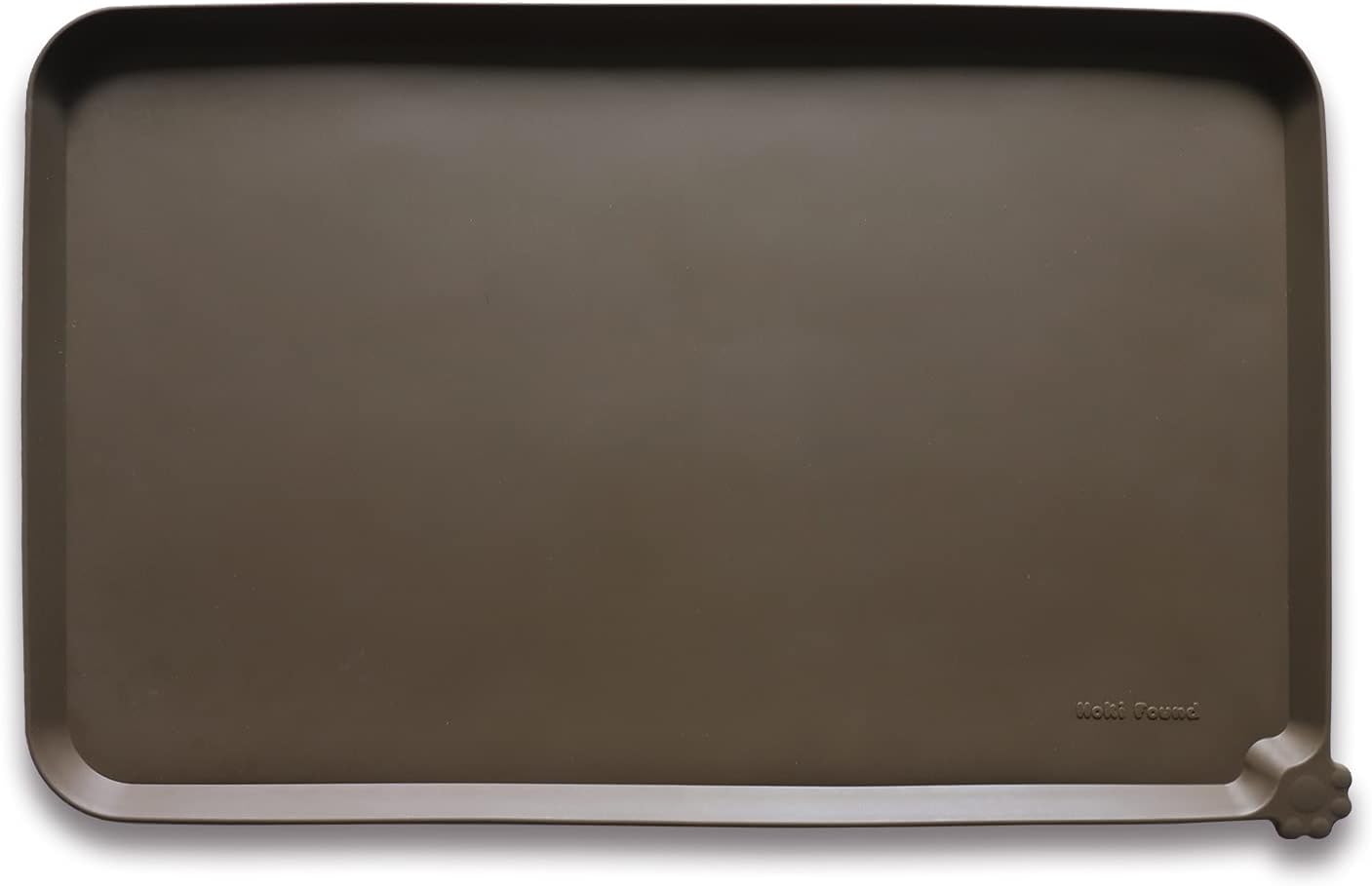 Hoki Found L Silicone Pet Food Mats Tray - Non Slip Dog Cat Bowl Mats Placemat - Pet Feeding Mat - Waterproof Dog Cat Food Mats -Pet Water Mats for Carpet - Coffee