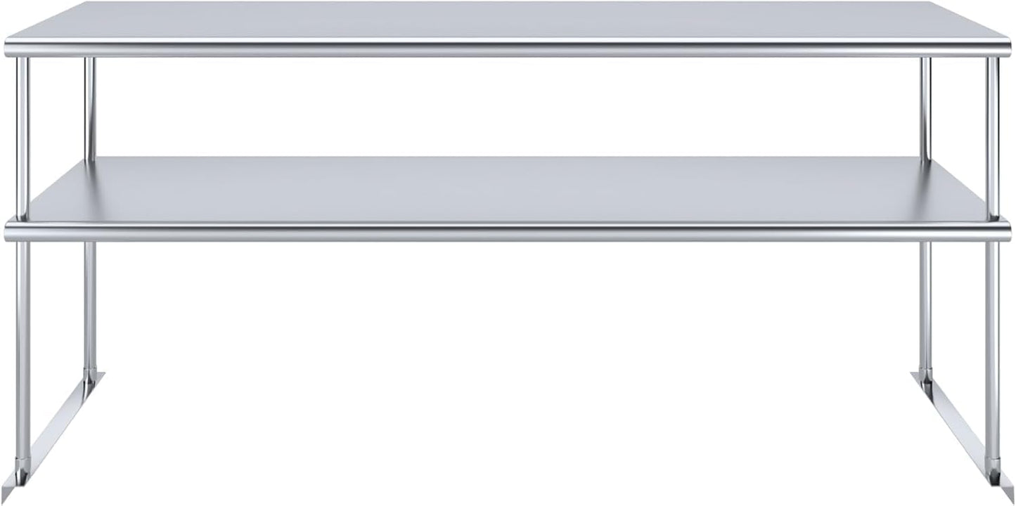 NSF Certified 18 Gauge Heavy Duty Stainless Steel Double overshelf with Brackets for Kitchens, Utility Rooms, Storage, Offices & Home