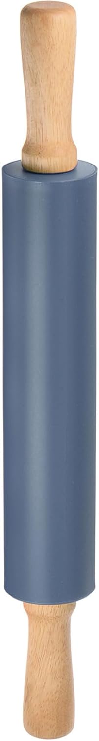 HARFINGTON Silicone Rolling Pins for Baking 17 Inch Wooden Handle Non Stick Rolling Pin Small Roller Playdough Rolling Pins for Dough Pizza Pastry Fondant Kitchen, Drak Blue