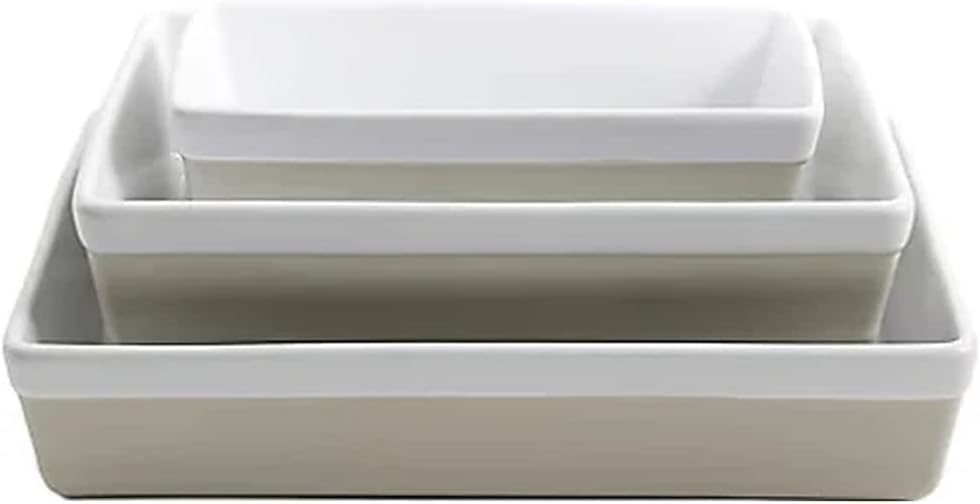 MARTHA STEWART 3 Piece Oven to Table Stoneware Bakeware, Baking Dish & Casserole Set- Grey