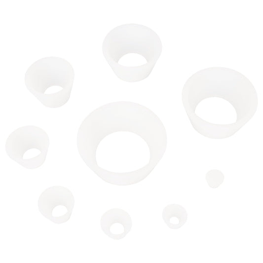 Labasics Filter Adapter Cones, Durable Tapered Collar Silicone Stopper Buchner Funnel Flask Cones Adapter Set, Wear Resistance Smooth Surface, Pack of 9, White