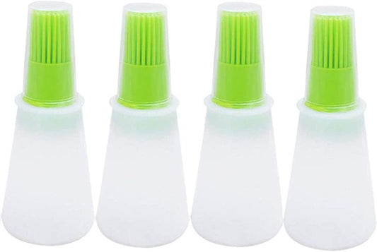 Silicone Oil bottle brush，BBQ/Pastry Basting Brushes,Silicone Cooking Grill Barbecue Baking Pastry Oil/Honey/Sauce Bottle Brush (4 PCS,green)