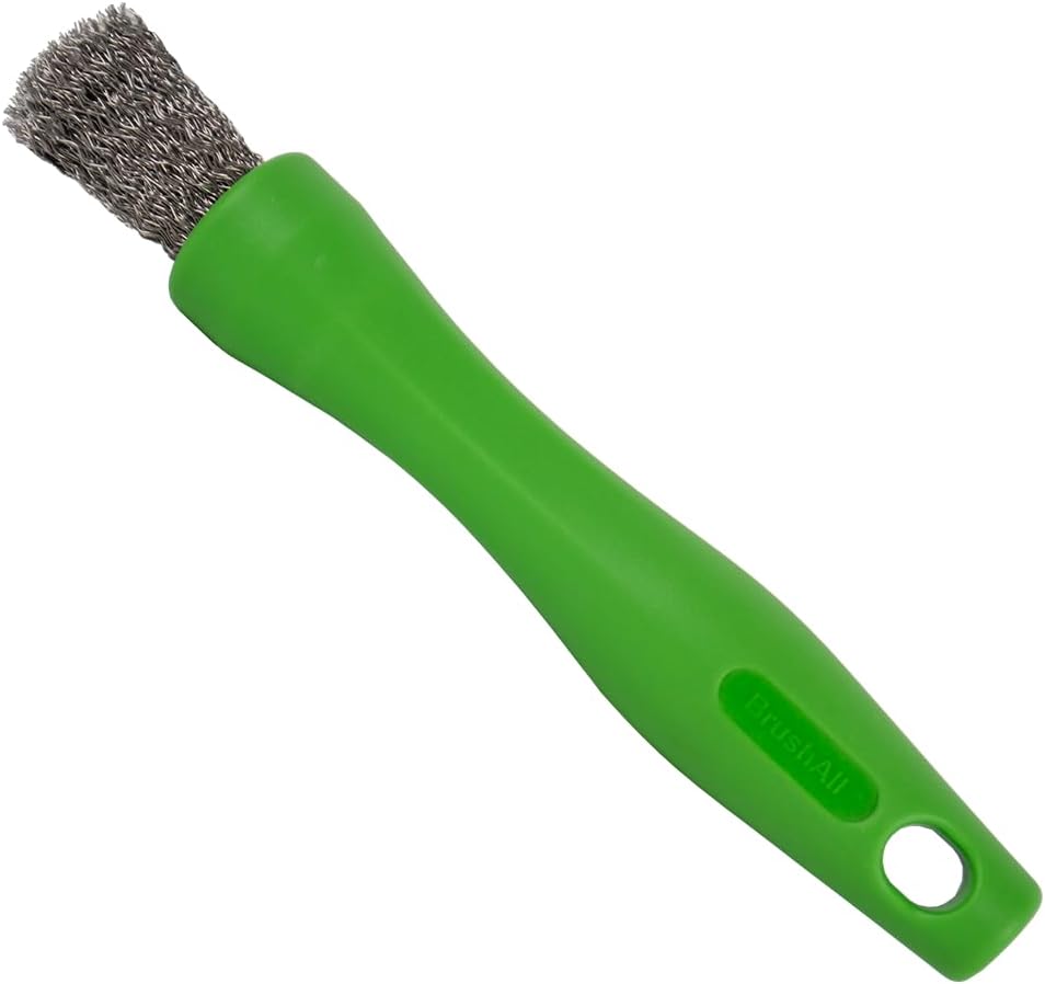 BrushAll® Wire Hand Brush with Ergonomic Handle and Tightly Packed Bristles for Kitchen, Garage, Indoor, Outdoor (Stainless Steel) Patent Pending