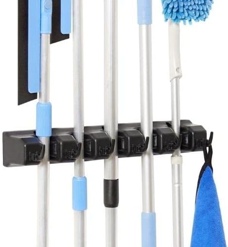 Displays By Jack wall mounted Broom and mop Holder, Black Utility Tool Organizer for Home, 1-Pack