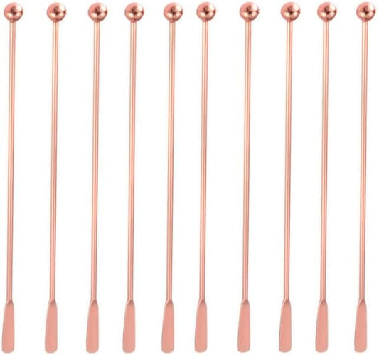 10 pcs Stainless Steel Coffee Beverage Stir Sticks Cocktail Stirrers Drink Swizzle Stick 7.4" Swizzle Stick Picks Tools Rose Gold