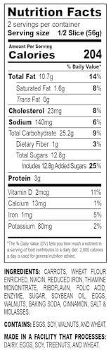 Nadel - NATURALLY DELICIOUS CARROT CAKE Slices, 8 Pack, Sweet Breads & Cakes Back to School lunch snack, breakfast bar