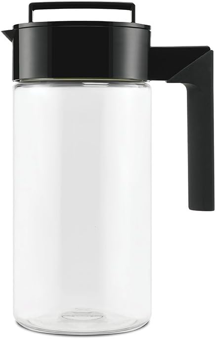 Takeya Airtight Pitcher - Everyday-Use Airtight Pitcher for Iced Tea & More - Clear Pitcher with Lid - Lightweight Kitchen Essential - Spill-Proof & Durable Kitchenware - 1 Quart, Black