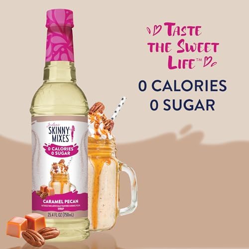 Jordan's Skinny Syrups Sugar Free Coffee Syrup, Caramel Pecan Flavor Drink Mix, Zero Calorie Flavoring for Chai Latte, Protein Shake, Food & More, Gluten Free, Keto Friendly, 25.4 Fl Oz, 2 Pack