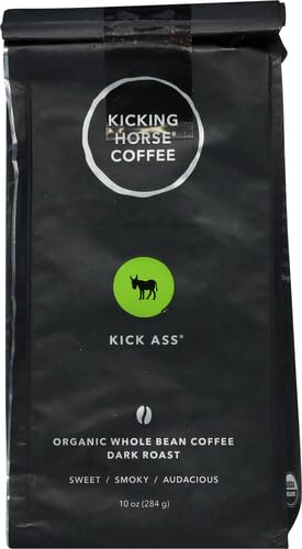 Kicking Horse Coffee, Kick Ass, Dark Roast, Whole Bean, 10 Oz (Pack of 2)