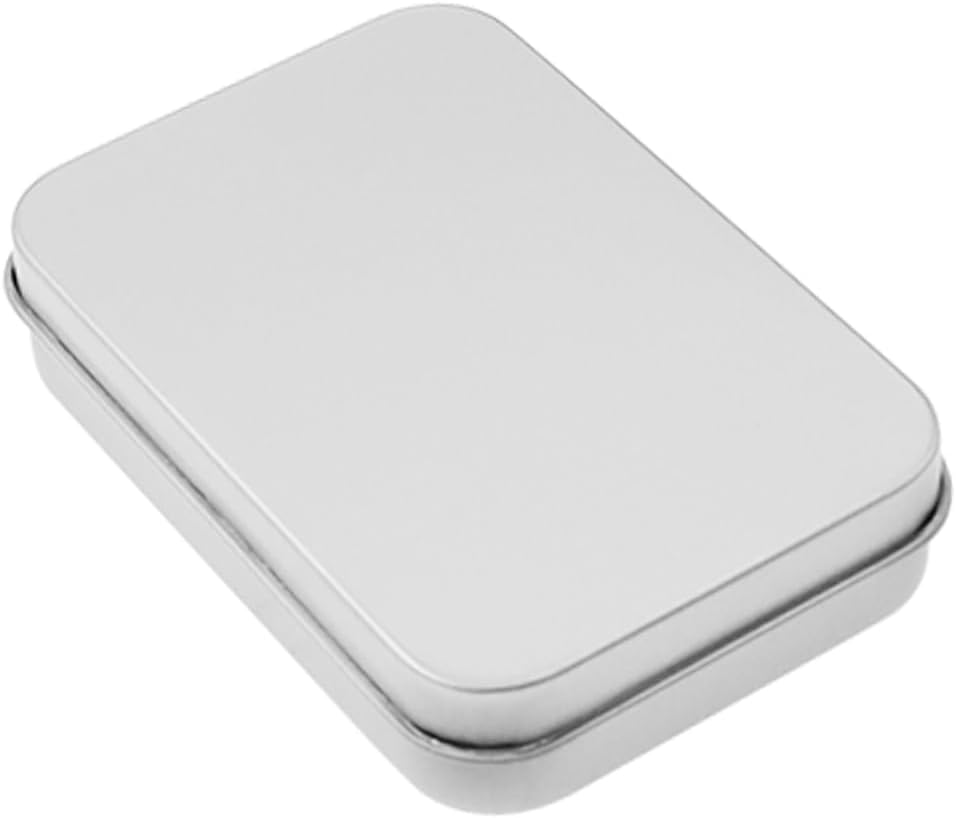 Metal Empty Boxes, Tin Boxes with Lid,Small Silver Tin Boxes,Stackable Organizer Containers,8PCS Storage Tin for Home Outdoor Active Storage Containers