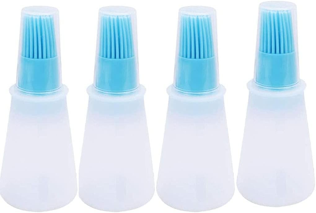 Silicone Oil bottle brush，BBQ/Pastry Basting Brushes,Silicone Cooking Grill Barbecue Baking Pastry Oil/Honey/Sauce Bottle Brush (4 PCS,blue)