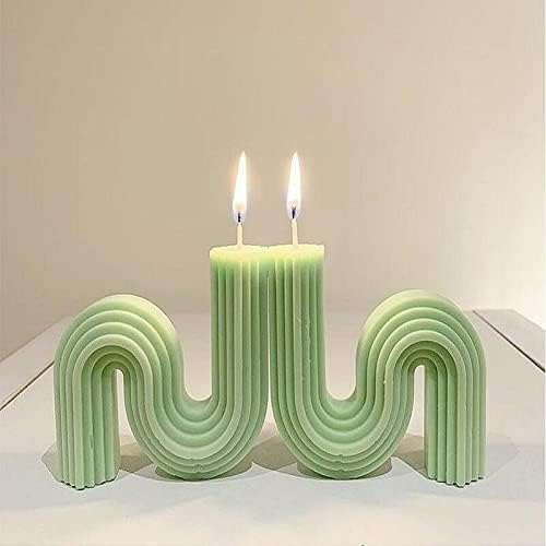 2 Pack 6 inch + 7 inch Twist Candle Molds - Geometric Resin & Silicone Molds for Candles & Soap - Nordic Geometric Line